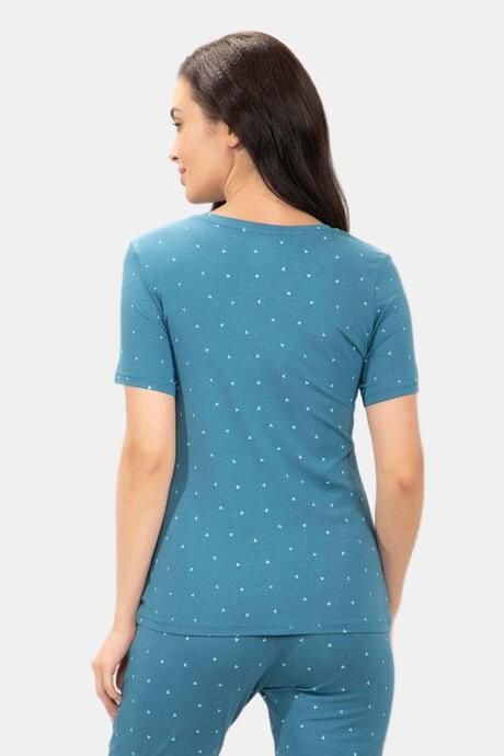 Amante Scoop Neck Sleep Tee - Blue Heart Print — image 3